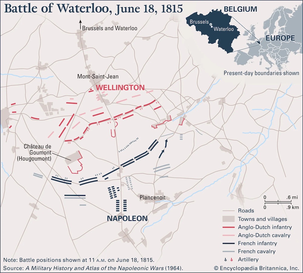Waterloo Muharebesi'nin savaş düzeni haritası