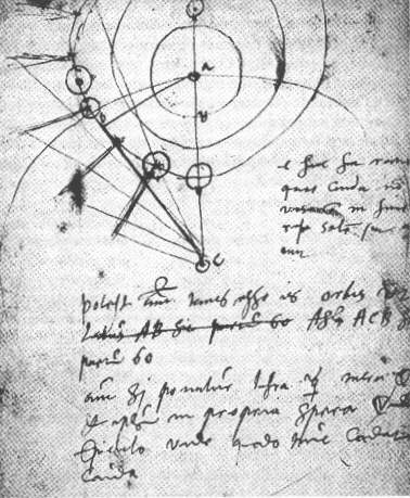 Brahe'nin bir kuyruklu yıldızın gözlemlerini gösteren 1577 tarihli defteri
