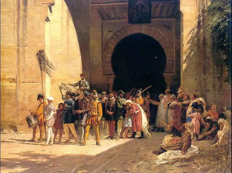 Moriskoların Granada'dan kovulduğu anlatan bir resim.