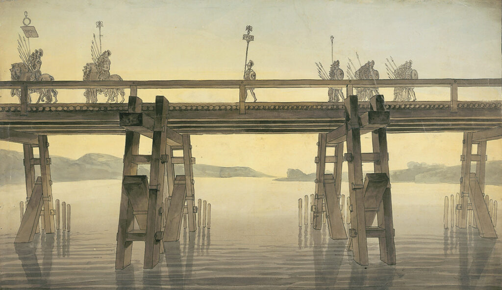Sezar'ın Ren Köprüsü, John Soane (1814) galya savaşları