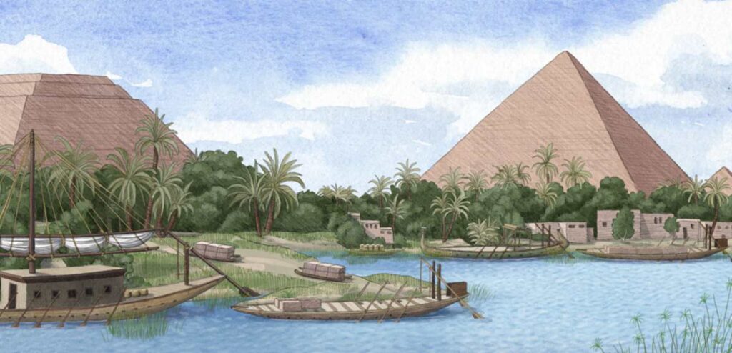 Nil'in bir kolu şu anda Giza Piramitleri'nin bulunduğu platoya kadar uzanıyordu. (Kredi: PNAS/Alex Boersma)