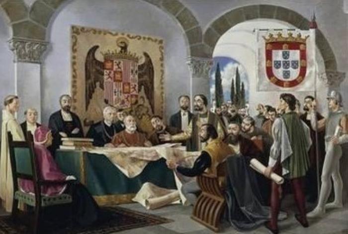 İspanya ve Portekiz 7 Haziran 1494 tarihinde Tordesillas Antlaşmasını imzalıyor.