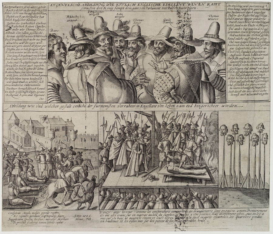 Barut Komplosu Komplocularının bir gravürü, 1605