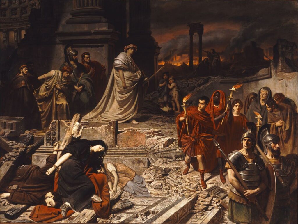 Nero, Roma'nın Küllerinde Yürüyor, Karl Theodor von Piloty,
