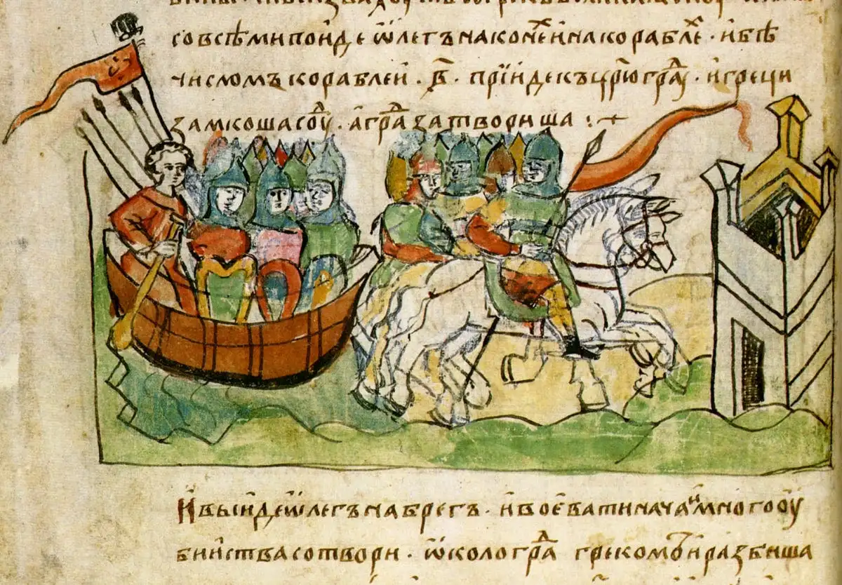 Radziwill Letopis tarafından yapılan Rusların Konstantinopolis'e saldırısı çizimi