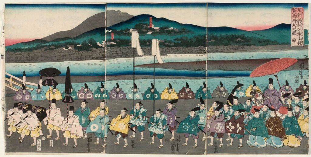 Şogun Ashikaga Yoshimasa'nın Higashiyama Gezisi Alayı, Utagawa Yoshitora, Kaynak: MFA
