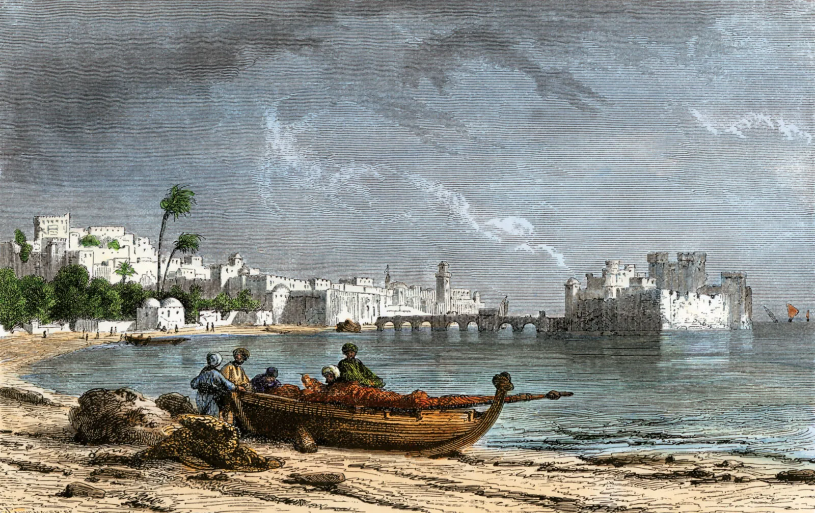 Akdeniz'deki Sidon limanında (şimdi Lübnan'da) bir Fenike gemisinin tasviri.