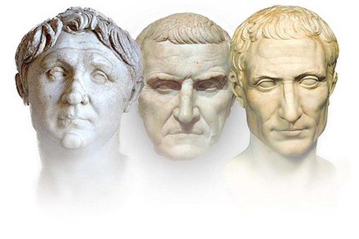 Roma'daki Birinci Triumvirlik döneminin üç hükümdarı. Pompey, Sezar ve Crassus