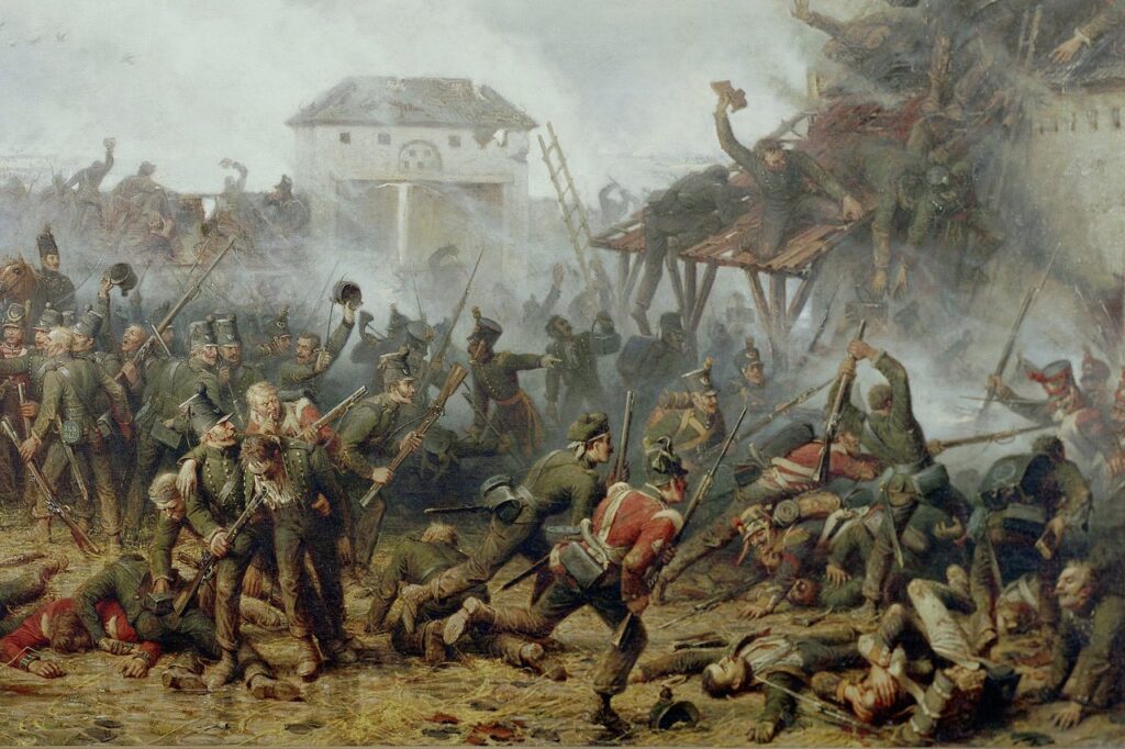 La Haye Sainte çiftlik evini savunan küçük bir grup Hanoverli asker savaşın seyrini değiştirdi. 