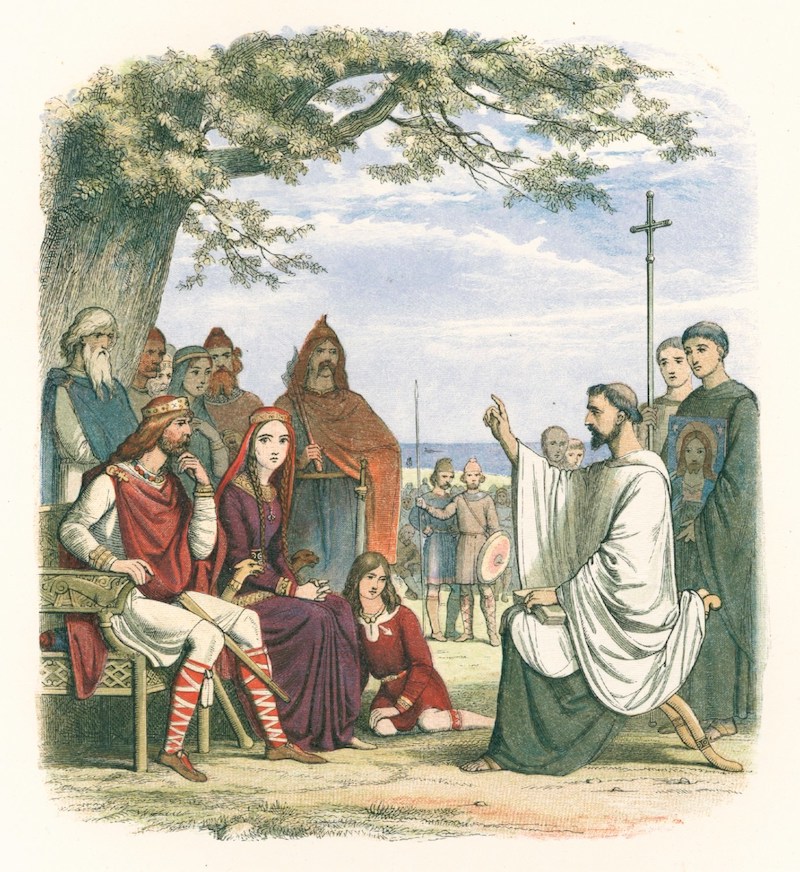 Augustine Kral Æthelberht (Ethelbert veya Aethelberht)'in önünde vaaz veriyor, James E. Doyle, Kaynak: RA