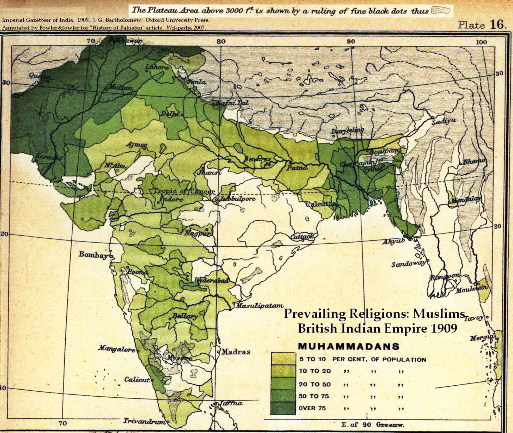 1909 Müslümanların yüzdesi hindistan