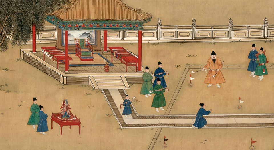 Ming hanedanından Xuande İmparatoru'nu chuiwan oynarken