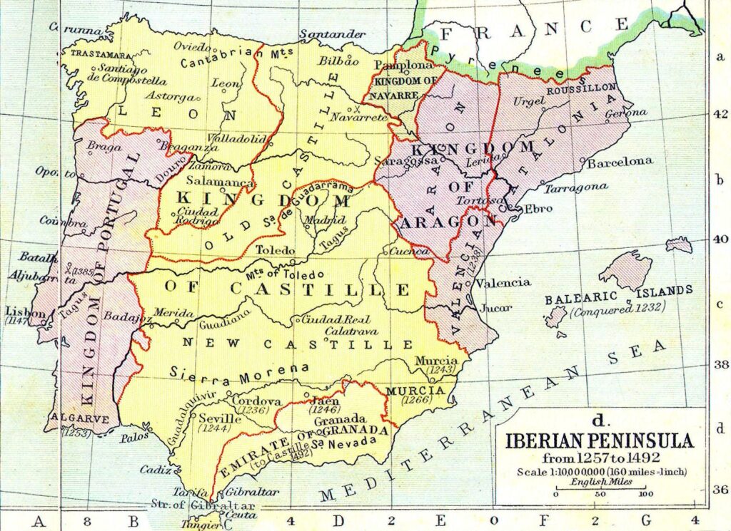 1257'den 1492'ye kadar İber Yarımadası. Kaynak: Reddit