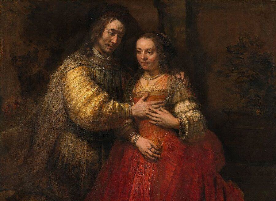 Rembrandt van Rijn'in Yahudi Gelini, yaklaşık 1665-1669, Rijksmuseum, Amsterdam aracılığıyla.
