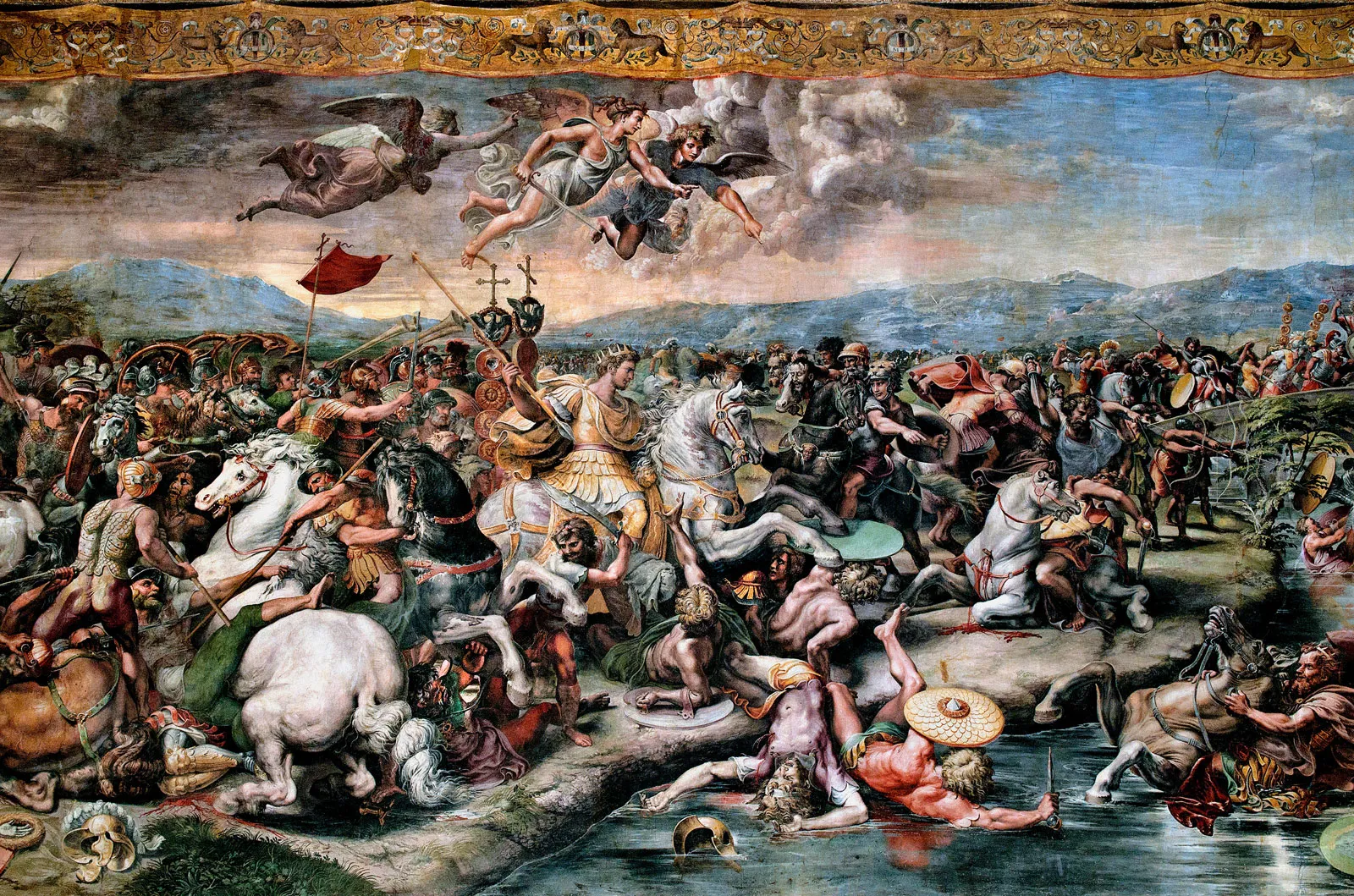 Milvian Köprüsü Savaşı'ndan detay, Giulio Romano'nun freski, 1517-24.