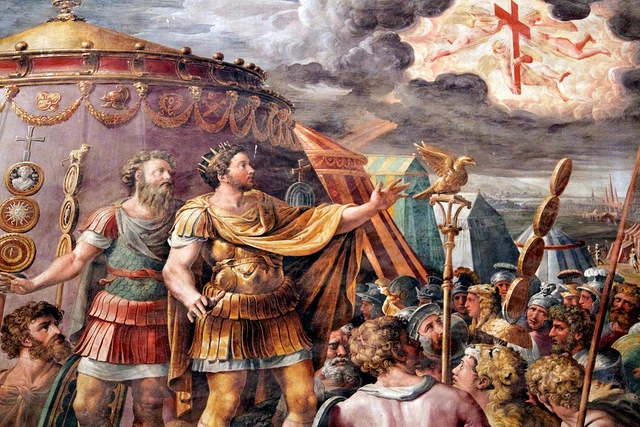 Milvian Köprüsü savaşından önce (28 Ekim 312) Roma İmparatoru Konstantin