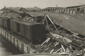 1745px View of the debris of the Lehigh Valley pier after Black Tom explosion cropped