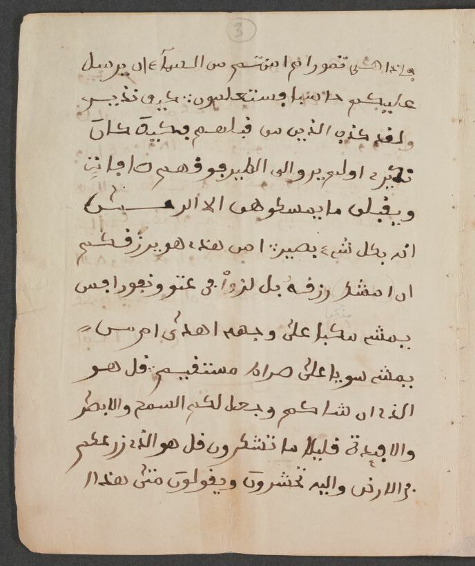 Ömer ibn Said'in otobiyografisinden bir sayfa, 1831, Duke Üniversitesi İslam Merkezi aracılığıyla
