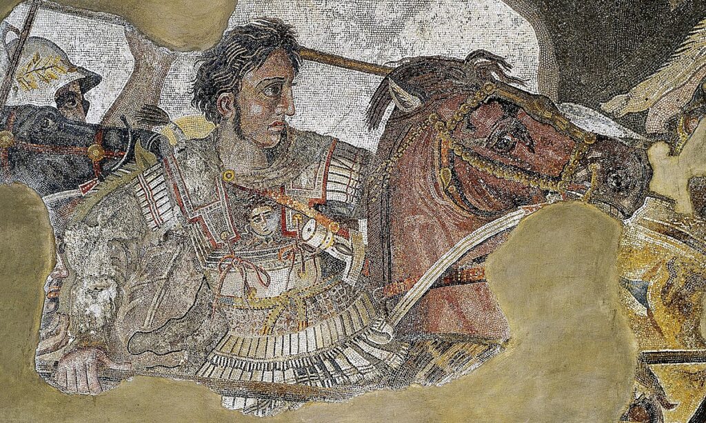Büyük İskender ve atı Bucephalus - İssus Muharebesi mozaiği.