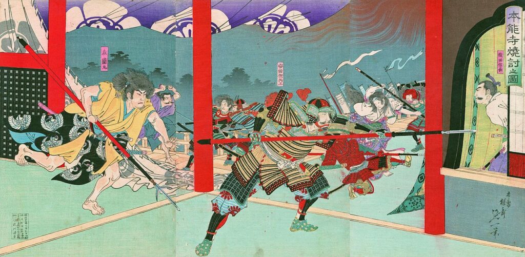 Oda Nobunaga'nın ölümüne yol açan Honnō-ji  olayının olası temsili.