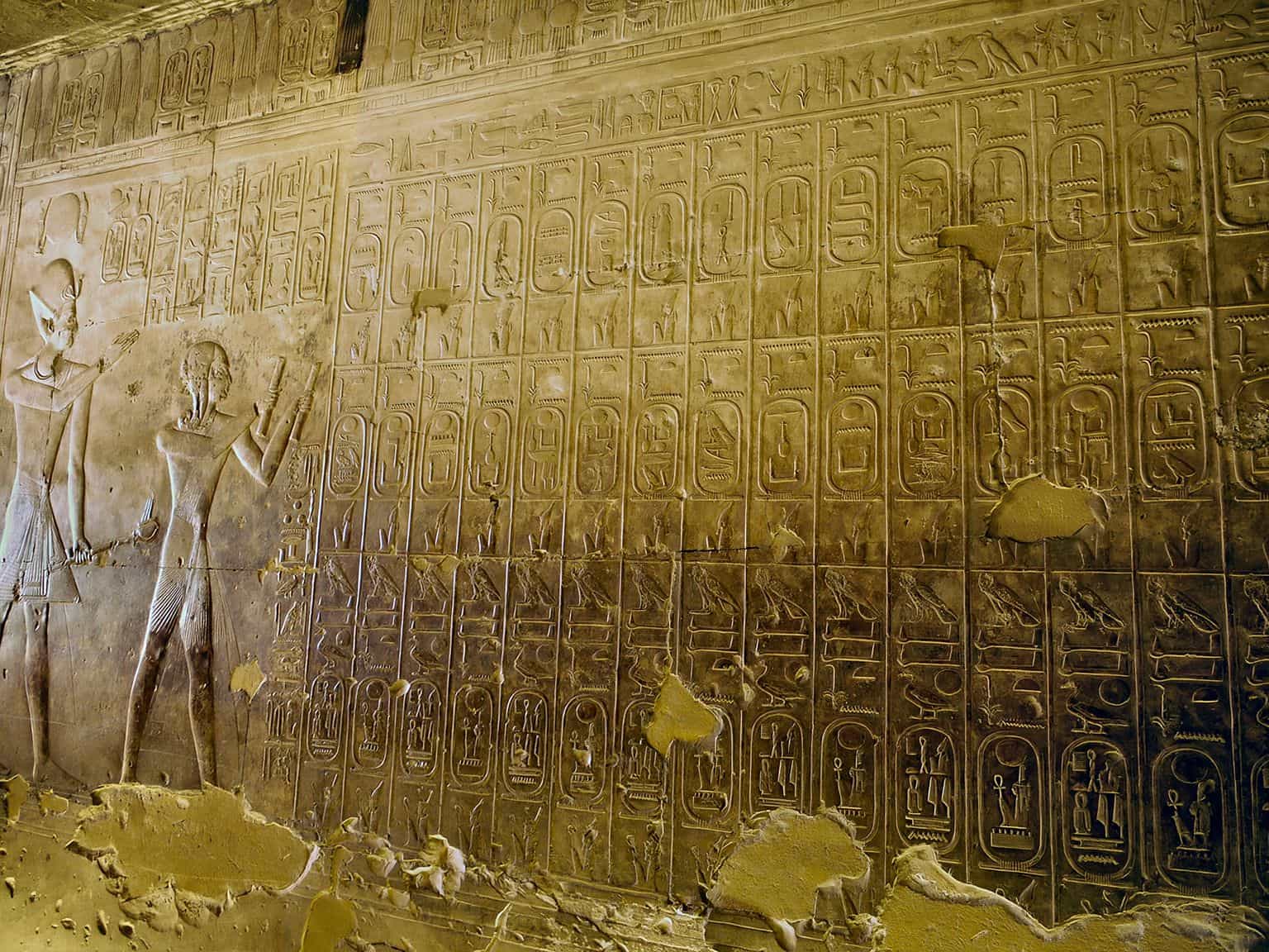 IV. Mentuhotep kabartmasının olmadığı, 19. hanedan Abydos (Abidos) Kral listesi.