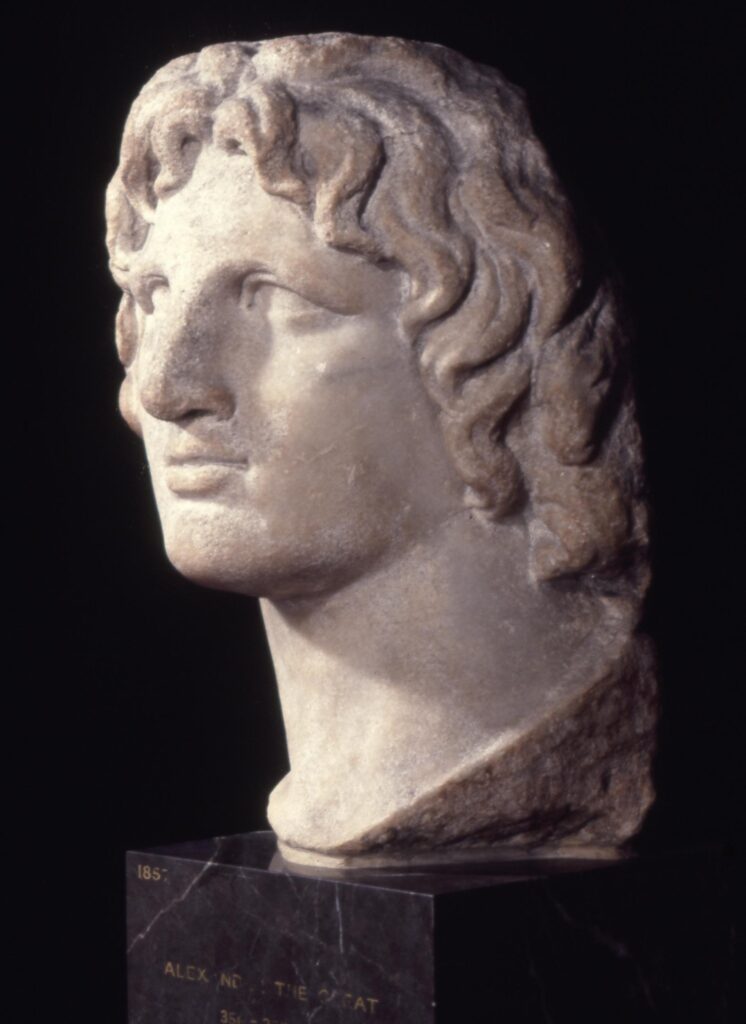 Büyük İskender'in mermer portre başı, MÖ 2.-3. yüzyıl.
