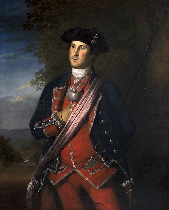 1754 yılında, Virginia Alayından George Washington.