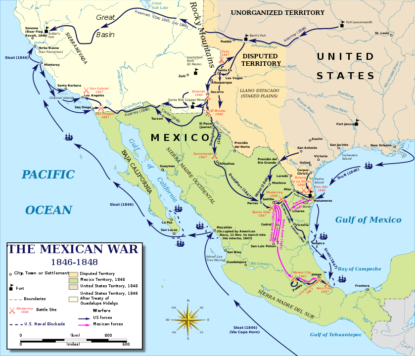 Meksika-Amerika Savaşı genel bakış haritası