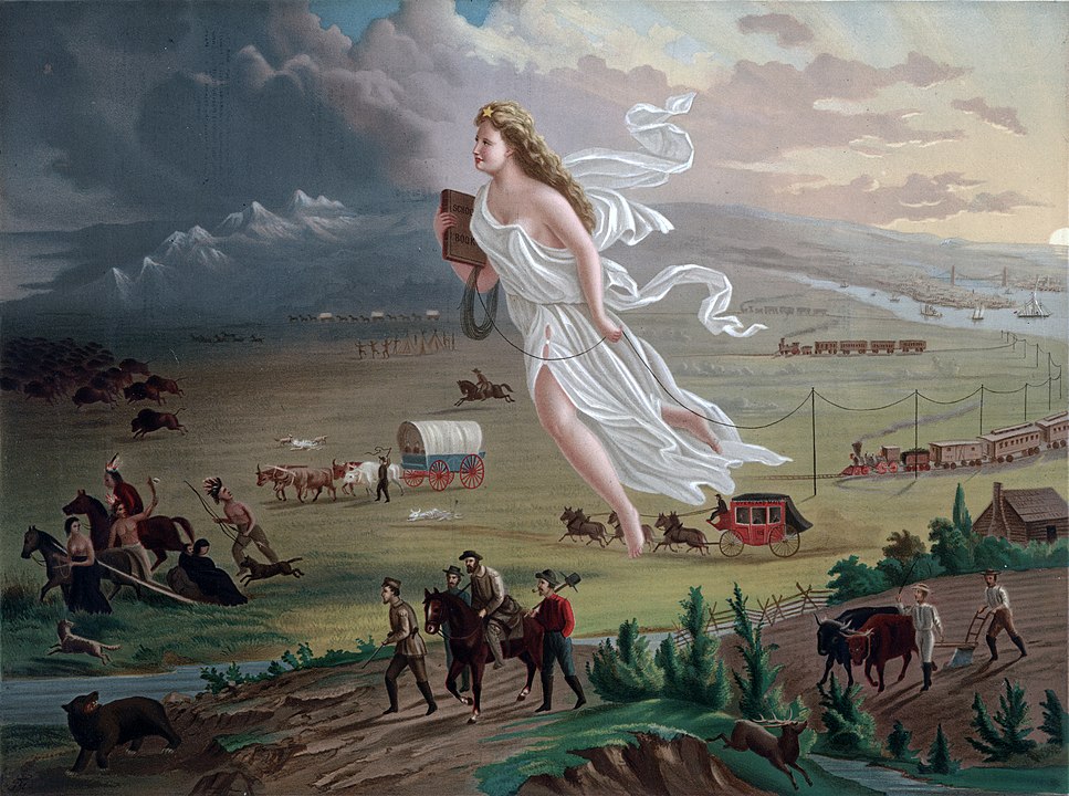 John Gast'ın American Progress (1872) adlı eseri yeni batının modernleşmesinin alegorik bir temsilidir.