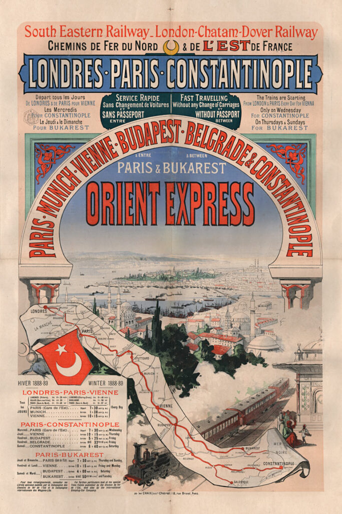 Doğu Ekspresi'nin 1888-1889 yıllarına ait tanıtım afişi 