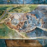Roma'nın başlıca limanı Ostia'yı tasvir eden 16. yüzyıldan kalma bir fresk, Vatikan Sarayı.