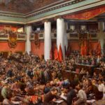 Lenin Uritsky Tiyatrosu'nda bir konuşma yapıyor; Isaak Brodsky'nin 1924 tarihli tablosu.