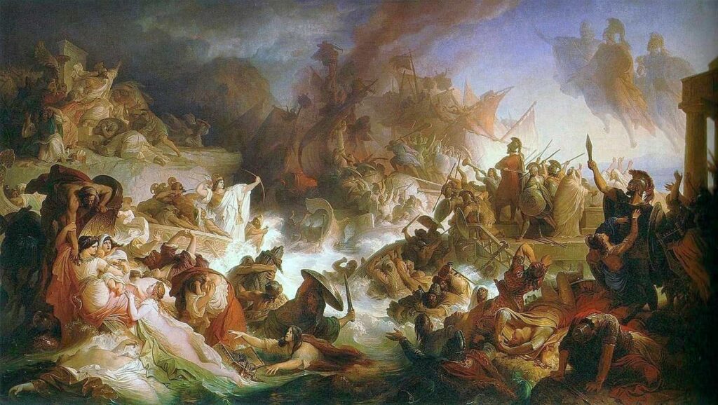 Salamis Deniz Muharebesi (Die Seeschlacht bei Salamis). 