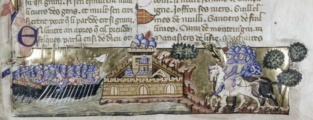 Konstantinopolis'e Haçlı saldırısı, Geoffrey de Villehardouin'in tarihinin Venedik el yazmasından, yaklaşık 1330
