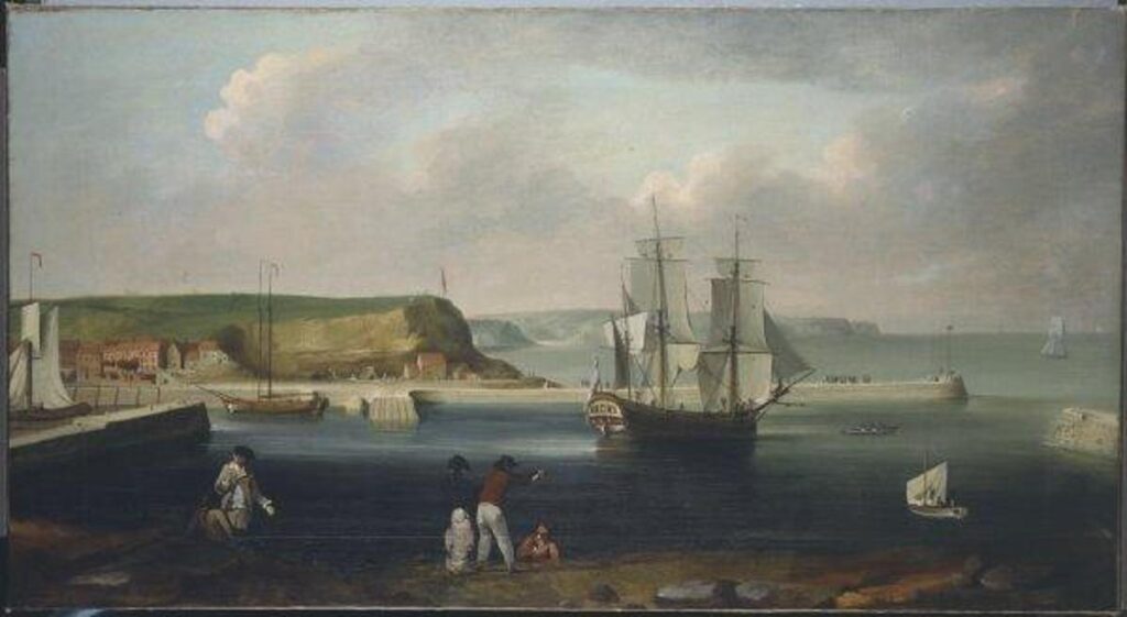 Pembroke Kontu, daha sonra HMS Endeavour, 1768'de Whitby Limanı'ndan ayrılırken. Thomas Luny tarafından, 1790 tarihli
