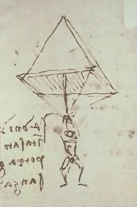 Leonardo da Vinci'nin paraşüt tasarımı.