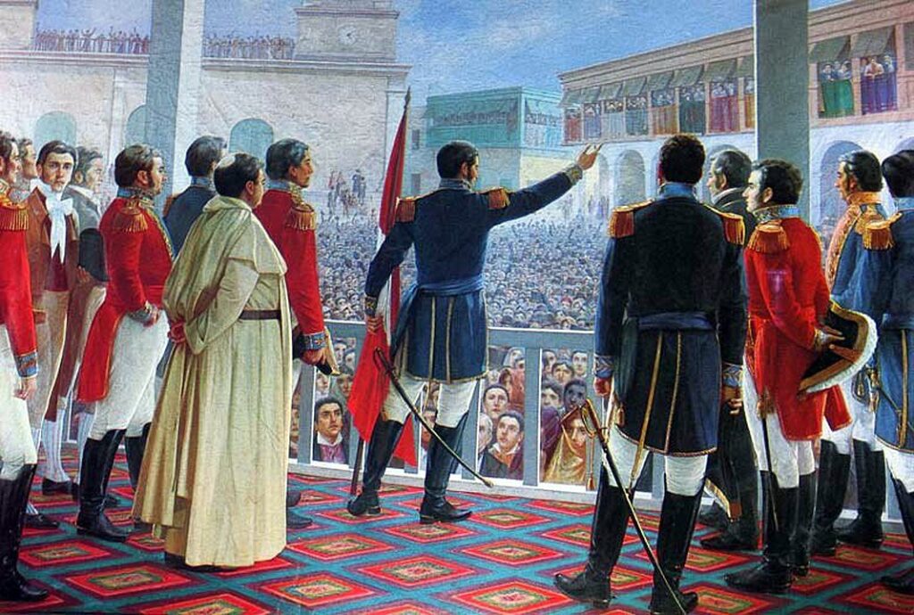 José de San Martín'in 28 Temmuz 1821 tarihinde Lima'da Peru'nun bağımsızlığını ilan etmesi.