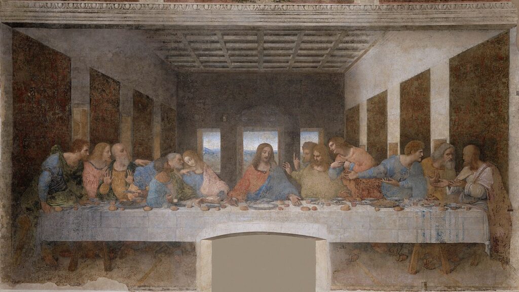 Leonardo da Vinci'nin Rönesans freski Son Akşam Yemeği, 1494-1498, Santa Maria delle Grazie
