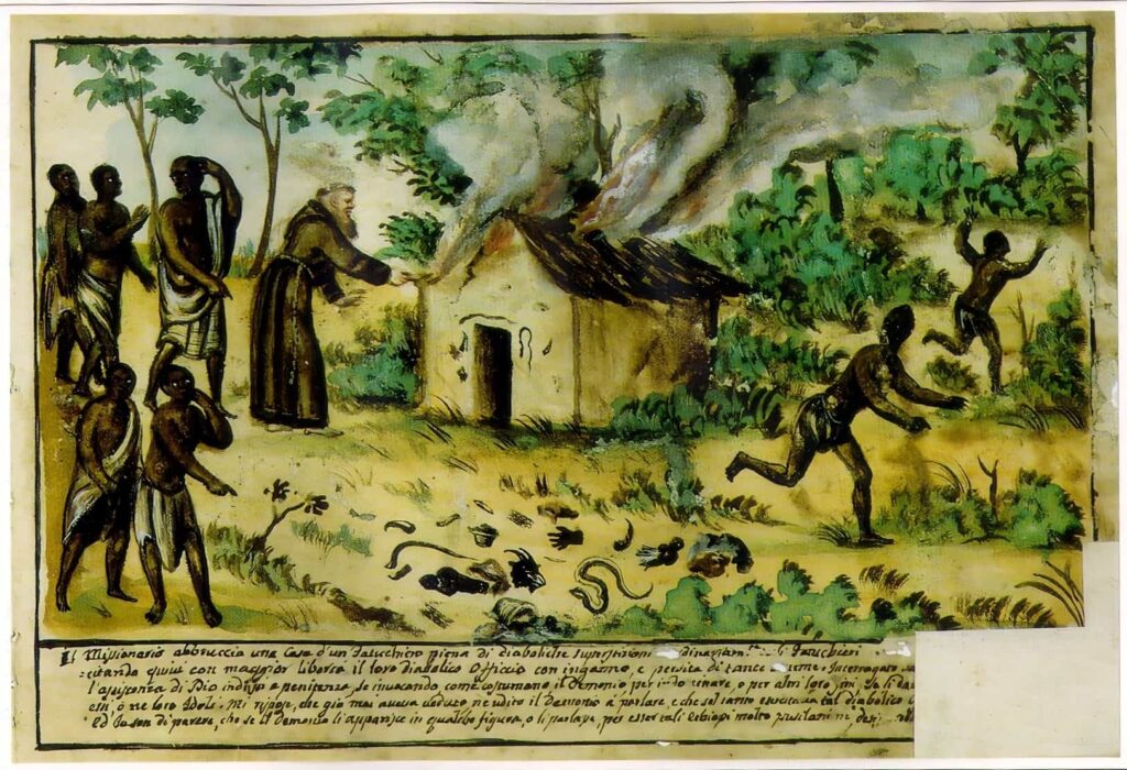 İdol Evini Yakan Katolik Rahip, Sogno, Kongo Krallığı, 1740'lar.