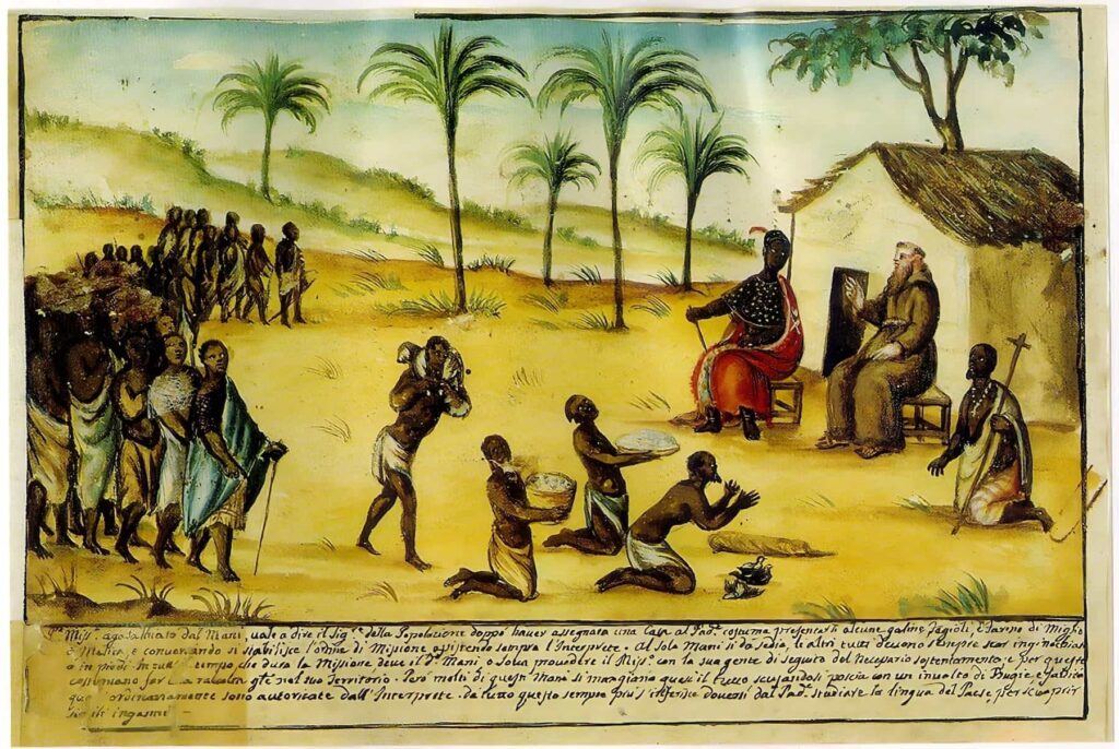 Köy Muhtarı Tarafından Ağırlanan Katolik Misyoner, Sogno, Kongo Krallığı, 1740'lar.