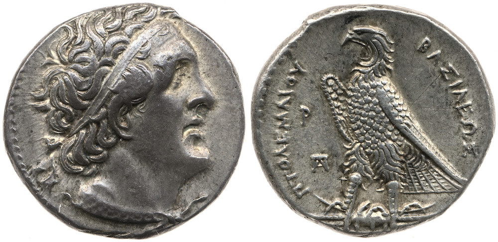 I. Ptolemaios Soter'i tasvir eden gümüş sikke, MÖ 323-284, British Museum, Londra.
