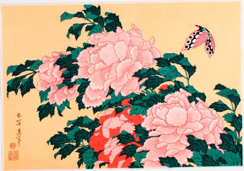 Katsushika Hokusai (1760-1849), Şakayıklar ve çiçek