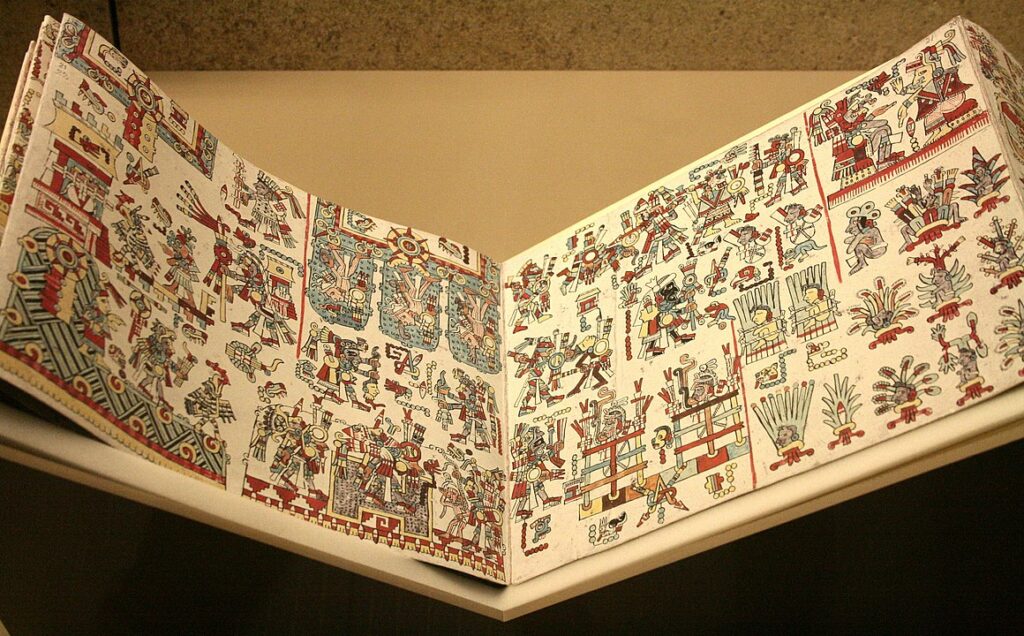 Codex Zouche-Nuttall'ın 2008 yılında British Museum'da sergilenen iki sayfası
