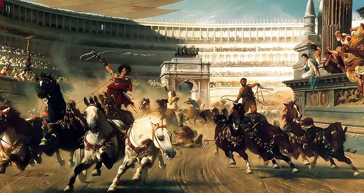 Konstantinopolis Hipodromu'nda savaş arabası yarışları.