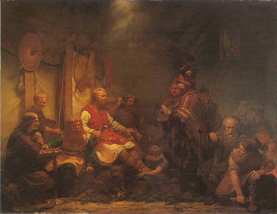 Ælla'nın habercisi Ragnar Lodbrok'un oğullarının önünde