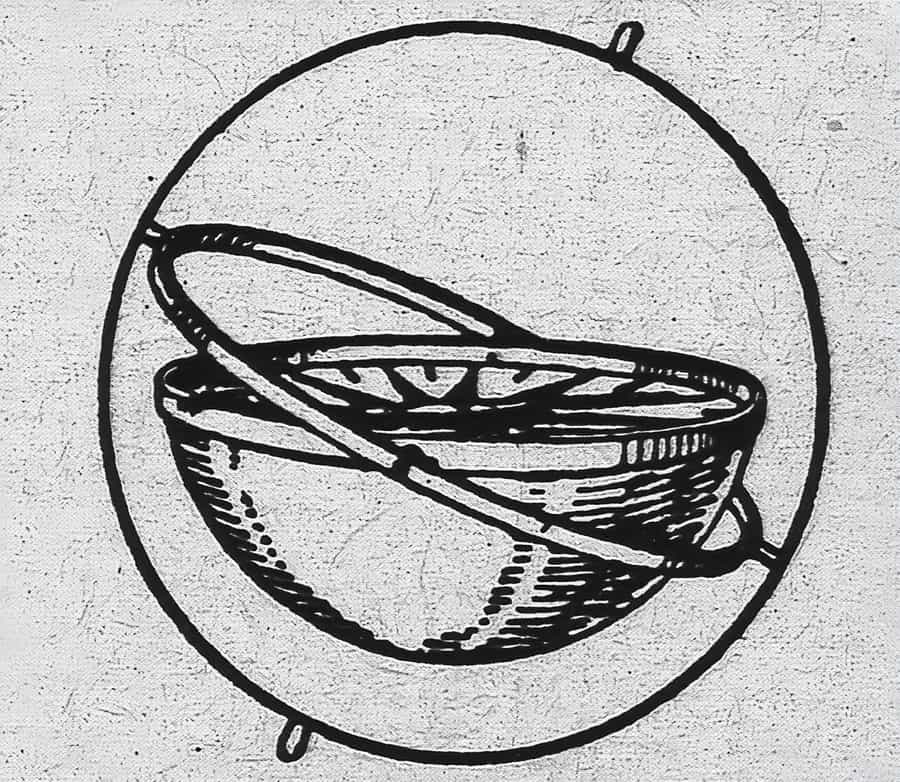 Gimballerle asılı erken modern kuru pusula (1570)
