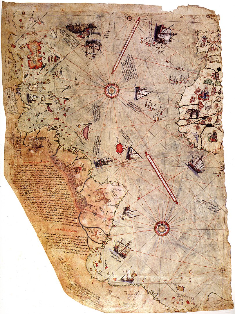 Piri Reis'in ilk Dünya Haritası'nın günümüze ulaşan parçası (1513)
