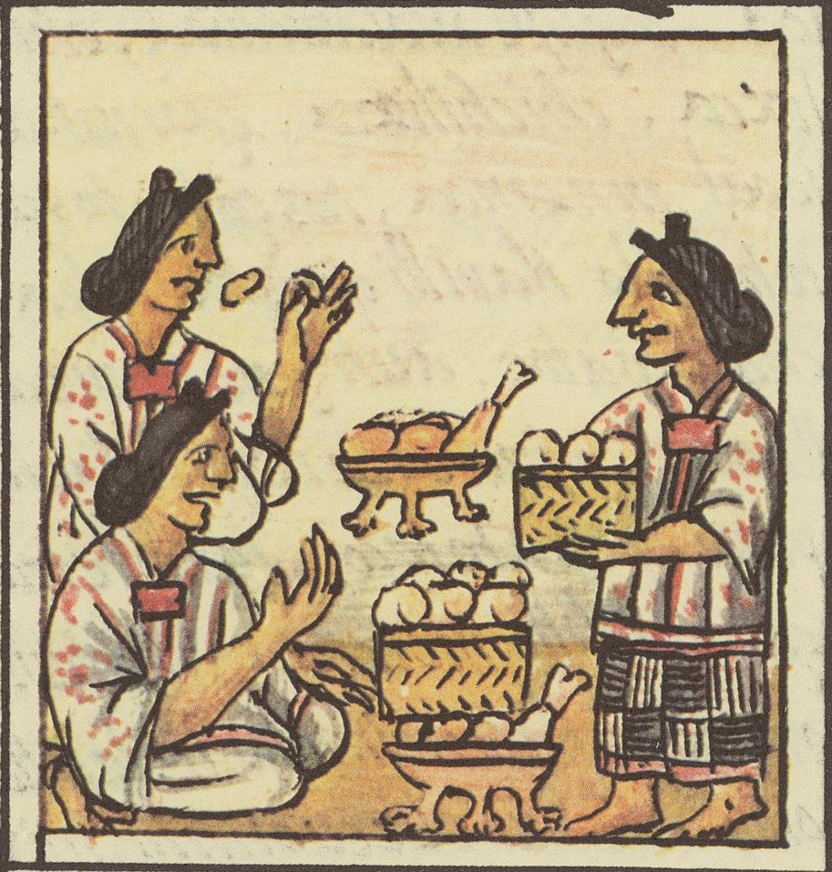 Aztek ziyafeti. Florentine Codex'inden illüstrasyon, 16. yüzyıl sonu.