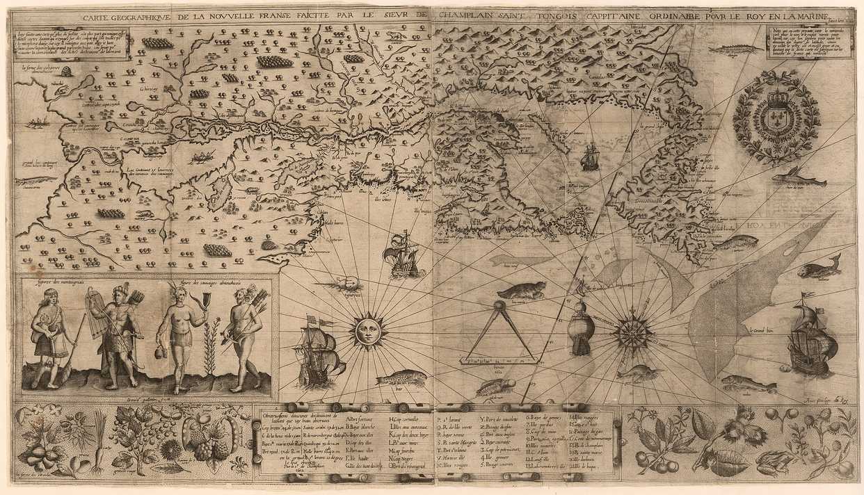 Yeni Fransa Haritası, Samuel de Champlain, 1612.