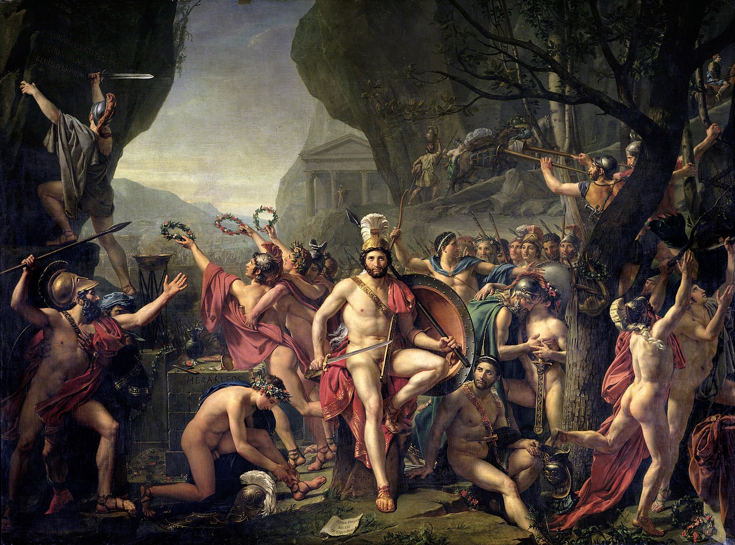 Leonidas Termopylae'de, Jacques-Louis David (1814) tarafından çizilmiştir.